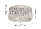 Modern gold crystal chandelier with metallic base, LED lighting, 40 cm diameter, labeled dimensions.