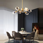 Elegant Modern Crystal Glass Pendant Chandelier by Maison Ornate, sparkling and contemporary statement lighting fixture.