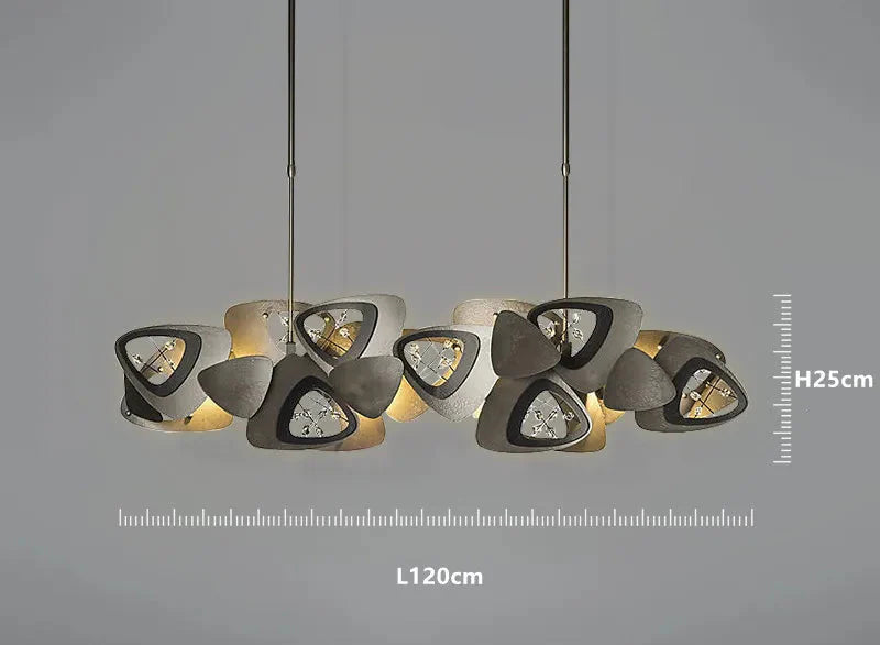 Postmodern Maison Ornate crystal ball chandelier with geometric triangular LED fixtures, 120x25 cm.
