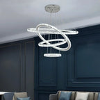Maison Ornate Elegant Crystal Dining Room Chandelier with intertwined illuminated rings, modern and striking.