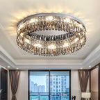 The Maison Ornate Elegant Modern Crystal Bedroom Chandelier features LED lighting and sparkling crystal accents.