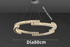 Double-layered 80 cm Maison Ornate Crystal Chandelier with stainless steel LED, adjustable hanging length.