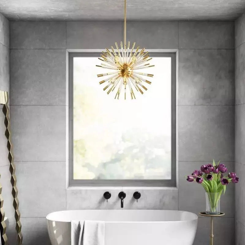 Maison Ornate Dandelion LED Crystal Chandelier, modern hanging design with intricate crystal details.