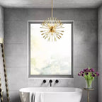 Maison Ornate Golden Crystal Dandelion Shape LED pendant chandelier with intricate crystal detailing.