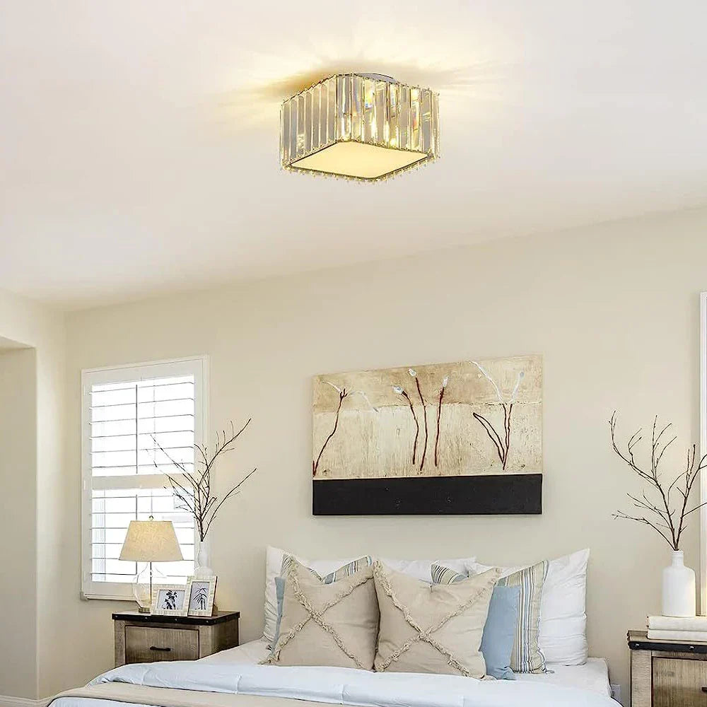 Maison Ornate Modern Crystal Hallway Chandelier with LED lighting in a sleek, bright design.