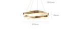 Maison Ornate gold crystal chandelier with modern LED rings, twisted band, dimmable, 950mm wide.