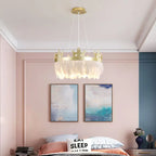 Maison Ornate Nordic Simple Crystal Chandelier with Feather Suspension, elegant crystals and soft feather details.