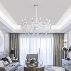 Maison Ornate Nordic Style Baroque Crystal Chandelier with elegant curved glass tubes overhead.