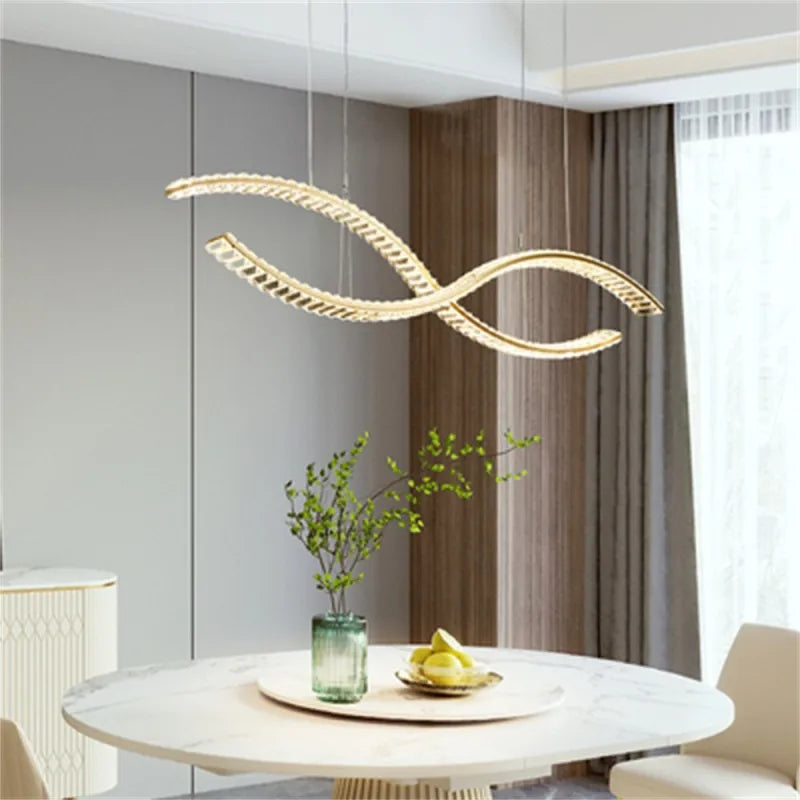 Maison Ornate Minimalist Crystal Glass Chandelier with LED Lighting, elegant crystals and modern design.