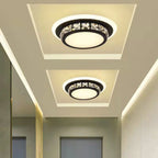 Pair of Maison Ornate Industrial Crystal Chandeliers with integrated LED, ceiling-mounted in recessed panels.