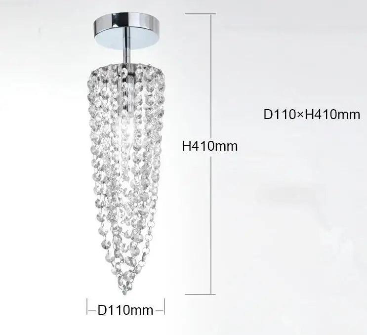 Art Deco chandelier with cascading K9 crystals on chrome mount, 410mm high, 110mm diameter.