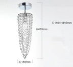 Art Deco chandelier with cascading K9 crystals on chrome mount, 410mm high, 110mm diameter.