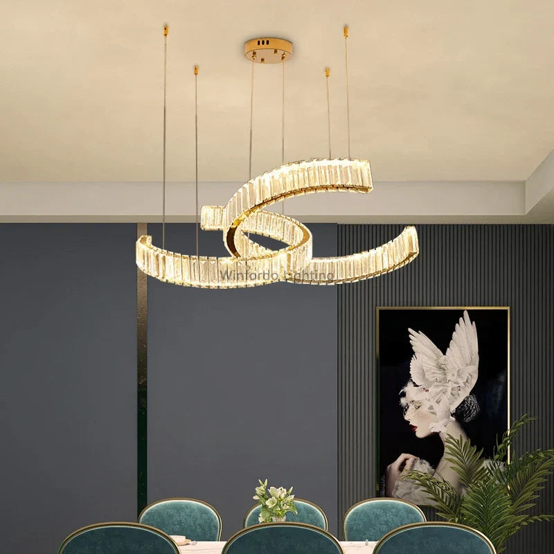 Maison Ornate Postmodern Design Crystal Stainless Steel Chandelier with intricate details and sleek, contemporary lines.