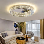 Maison Ornate Golden Postmodern Crystal Chandelier with sparkling glass shades, elegant gold detailing.