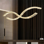 Maison Ornate Minimalist Crystal Glass Chandelier with LED Lighting, featuring sleek, modern design.