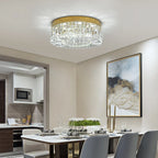 Maison Ornate Modern Gold Crystal Bedroom Chandelier with Integrated LED, elegant gold finish and sparkling crystals.