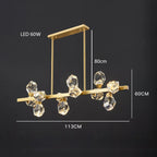 Brass Maison Ornate chandelier with crystal-like fixtures, integrated 60W LED lighting, modern design.