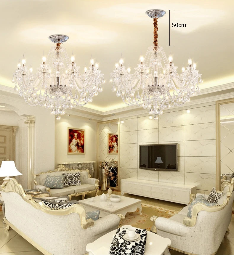 Grand lustre en cristal élégant pour salon et salle à manger