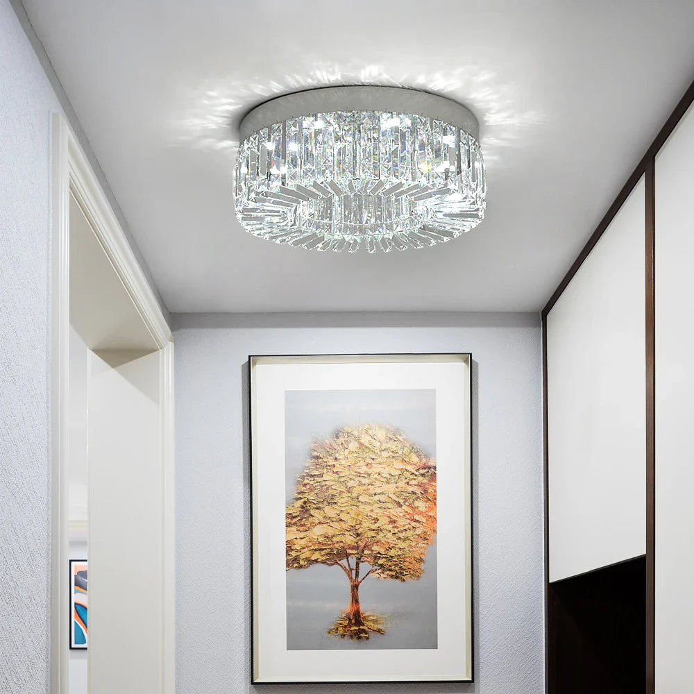 Maison Ornate Modern Gold Crystal Bedroom Chandelier with Integrated LED, elegant and eye-catching fixture.