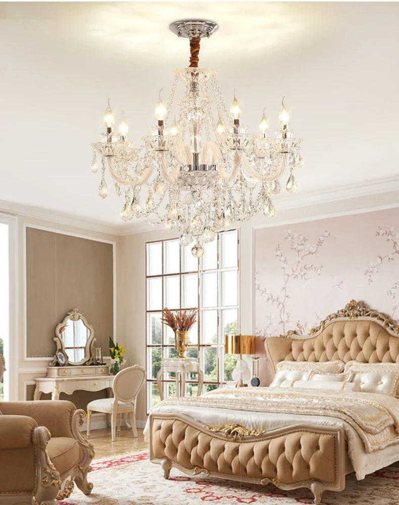 Grand lustre en cristal élégant pour salon et salle à manger