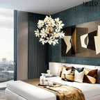 Maison Ornate’s Luxury Industrial Crystal Dandelion Round LED Chandelier with intricate crystal detailing.