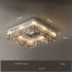 Rectangular LED crystal chandelier with sparkling droplets, built-in lights; 45x45x16 cm, 160W.