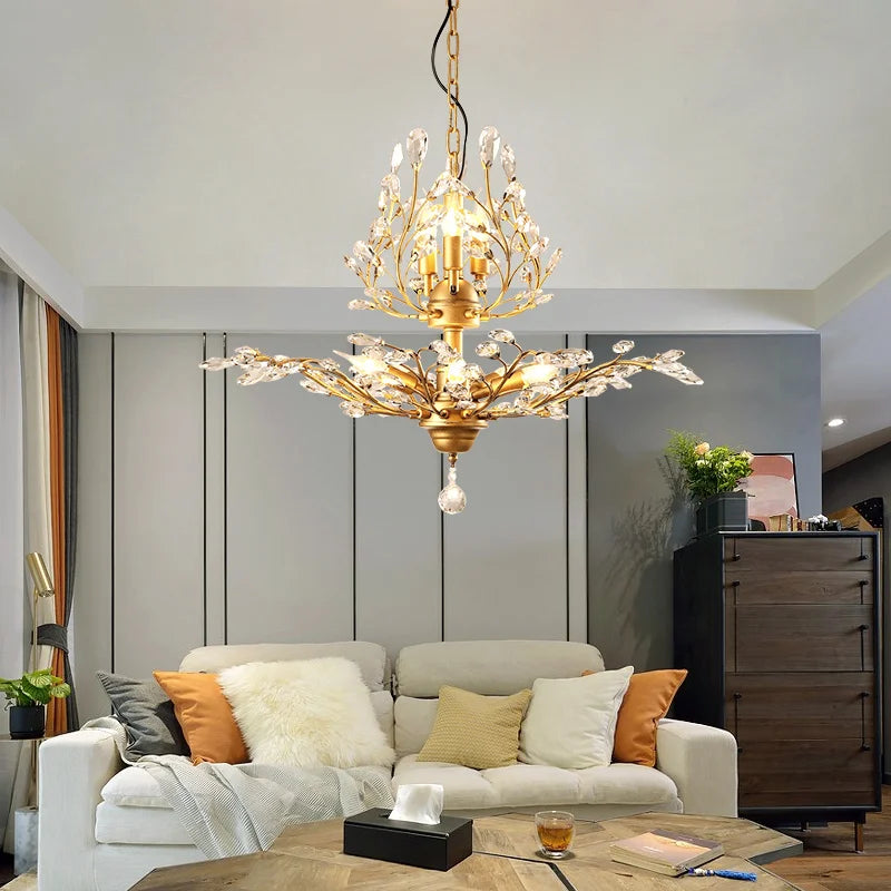 Art Deco Crystal Chandelier with Nordic LED Candles