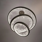 Maison Ornate Modern Villa LED chandelier with two overlapping crystal rings, dimmable, elegant lighting.