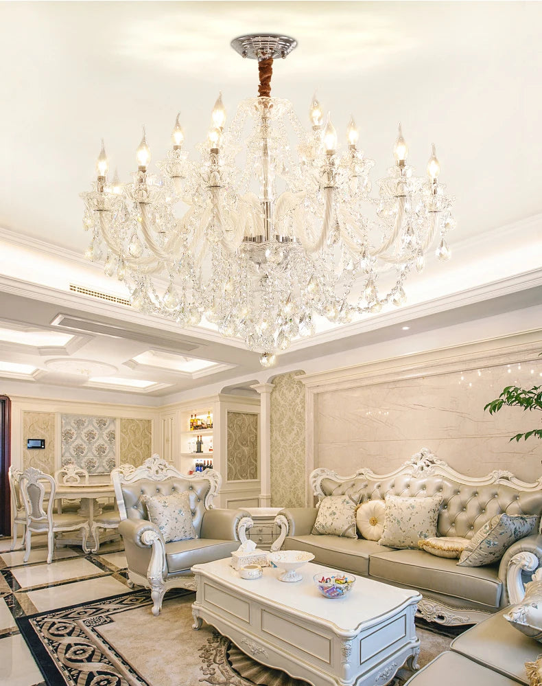 Grand lustre en cristal élégant pour salon et salle à manger