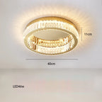 Maison Ornate 40 cm round LED crystal chandelier, sleek design, warm dimmable light, 46W technology.