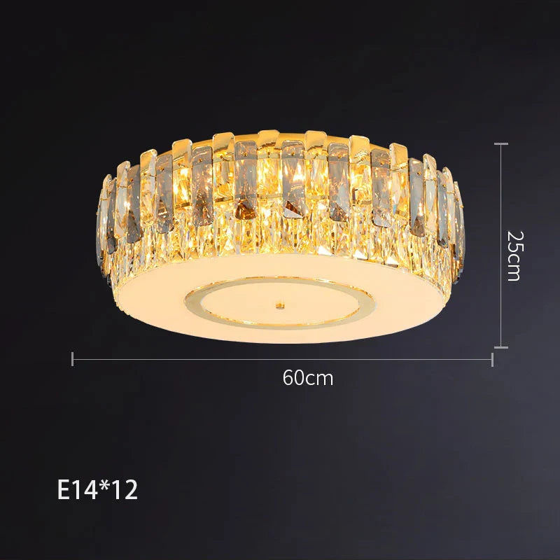 Maison Ornate dimmable round LED crystal chandelier, gold accents, vertical crystals, 12 E14 bulbs.