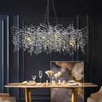 Maison Ornate Modern Crystal Dining Room Chandelier with chrome rounded branches, elegant and sophisticated design.