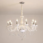 Eight-light Baroque crystal chandelier with curved glass tubes and sparkling accents for elegance.