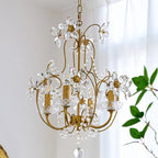 Maison Ornate Elegant Crystal Hallway Chandelier with gold accents and candle-style lights, product-only.