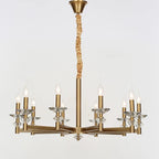 Maison Ornate Retro Industrial Iron Crystal Chandelier with eight candle-style bulbs and fabric-wrapped rod.
