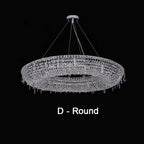 Round, multi-layered Maison Ornate Luxury Crystal Chandelier with modern LEDs, sparkling elegantly.