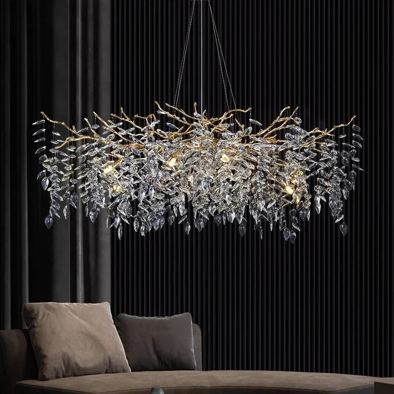 Modern Crystal Dining Room Chandelier Chrome Rounded Branches