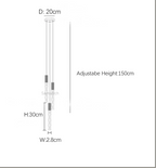 Line drawing of Maison Ornate Spiral LED Crystal Chandelier, gold finish, labeled dimensions, adjustable height.