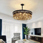 Maison Ornate Modern Crystal Chandelier in elegant geometric shape, featuring sparkling crystals and sleek design.