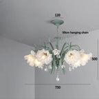 Art Deco Crystal Chandelier with Pastoral Glass Flowers