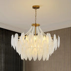 Maison Ornate Modern Crystal Chandelier with vintage tassels and feathers, elegant and luxurious lighting fixture.