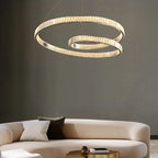 Maison Ornate Modern Elegant Crystal Suspension Chandelier with integrated LED lighting, featuring sparkling crystal accents.