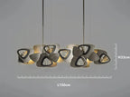 Maison Ornate Postmodern Crystal Ball Chandelier with geometric glass and metal shades, dual rod suspension.