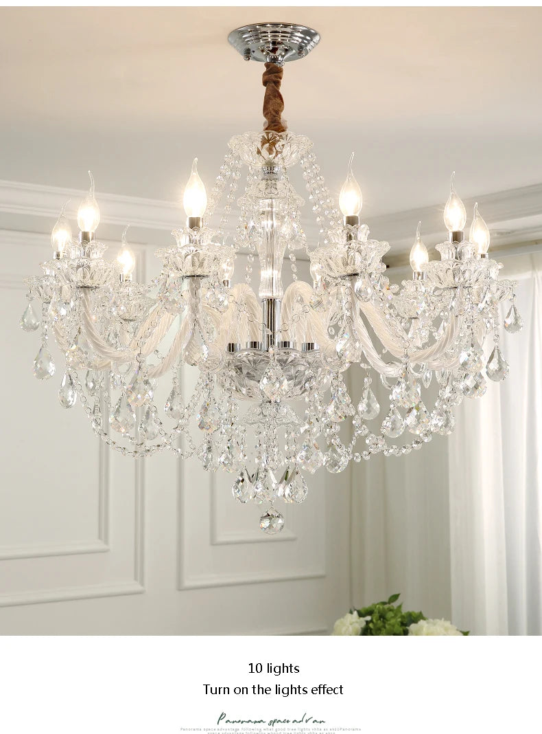 Grand lustre en cristal élégant pour salon et salle à manger