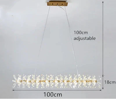 Maison Ornate Crystal Hallway Chandelier features light rings, floral elements, adjustable up to 100 cm.