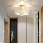Maison Ornate Modern Square Crystal Glass LED Ceiling Light with sparkling, decorative prism design.