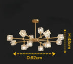 Maison Ornate Modern Crystal Chandelier with twelve cube glass LED lights, adjustable design, elegant and contemporary.