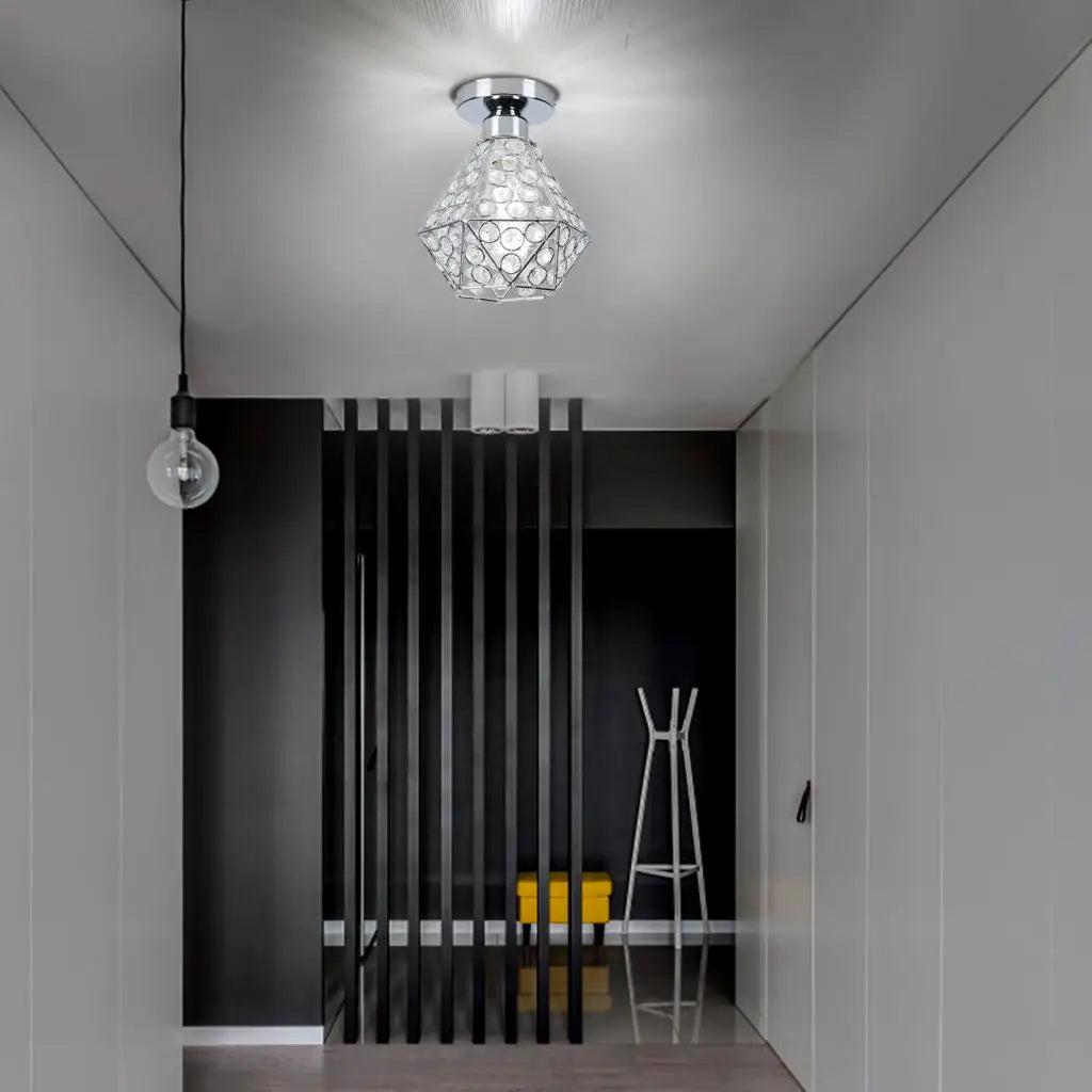 Maison Ornate Modern Crystal Hallway Ceiling Light Decorative, an elegant exposed bulb chandelier.