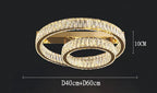 Dual concentric crystal rings chandelier in stainless steel, 10 cm tall, elegant modern design.
