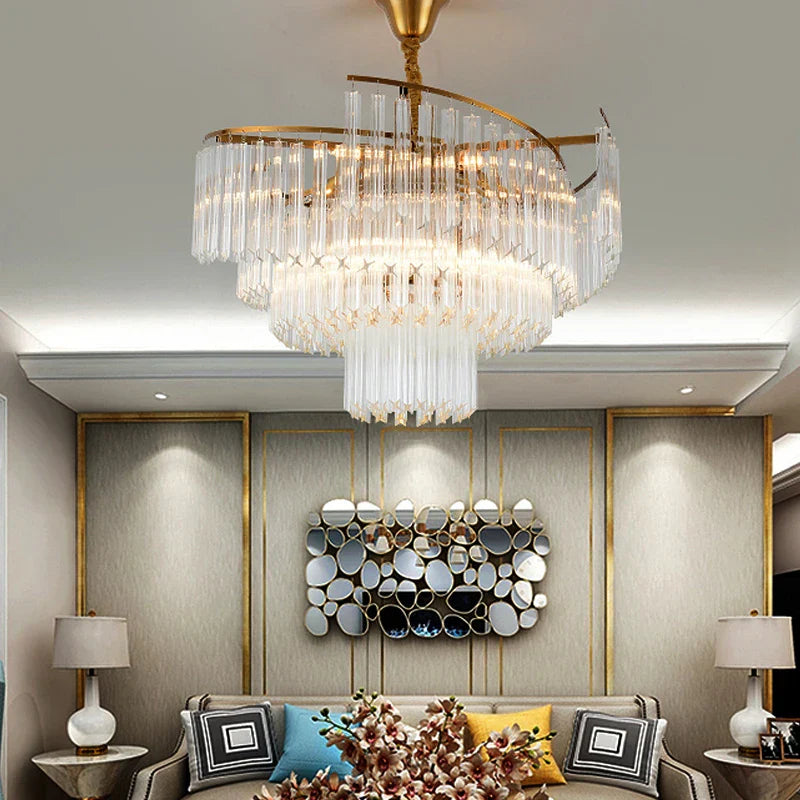 Maison Ornate Elegant Modern Crystal Pendant Light, featuring intricate crystal details and a sleek contemporary design.
